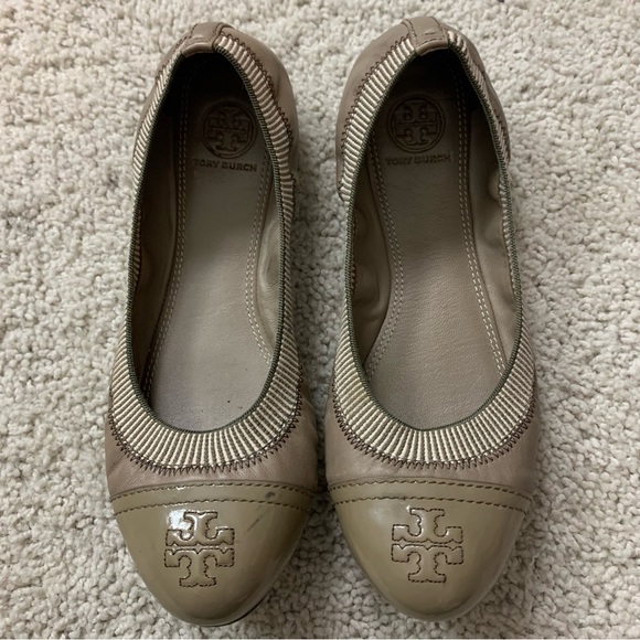 TORY BURCH Gabby Gunmetal Platinum BALLET Flats Slip on Gray SHOES 7.5 M - Picture 5 of 7
